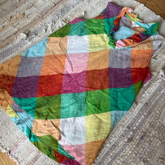 crown & ivy 100% Linen Sleeveless Colorful V Neck Top Size Large - Picture 3 of 5